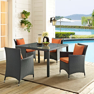 Modway Sojourn 47" Square Outdoor Patio Glass Top Dining Table EEI-1925 - BetterPatio.com