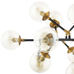 Modway Sparkle Amber Glass And Antique Brass 18 Light Mid-Century Pendant Chandelier EEI-2890