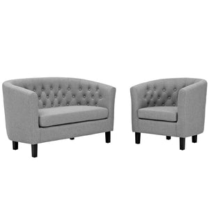 ModwayModway Prospect 2 Piece Upholstered Fabric Loveseat and Armchair Set EEI-3148 EEI-3148-LGR-SET- BetterPatio.com