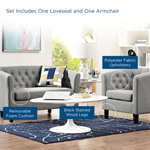 ModwayModway Prospect 2 Piece Upholstered Fabric Loveseat and Armchair Set EEI-3148 EEI-3148-LGR-SET- BetterPatio.com