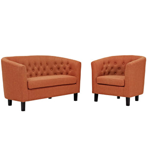 ModwayModway Prospect 2 Piece Upholstered Fabric Loveseat and Armchair Set EEI-3148 EEI-3148-ORA-SET- BetterPatio.com