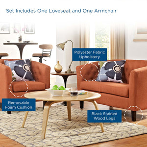 ModwayModway Prospect 2 Piece Upholstered Fabric Loveseat and Armchair Set EEI-3148 EEI-3148-ORA-SET- BetterPatio.com