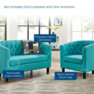 ModwayModway Prospect 2 Piece Upholstered Fabric Loveseat and Armchair Set EEI-3148 EEI-3148-PUR-SET- BetterPatio.com