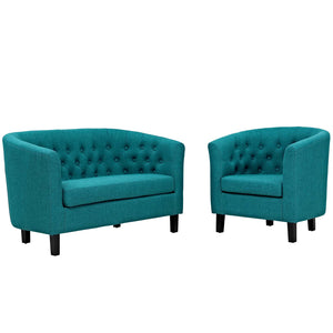 ModwayModway Prospect 2 Piece Upholstered Fabric Loveseat and Armchair Set EEI-3148 EEI-3148-TEA-SET- BetterPatio.com