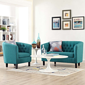 ModwayModway Prospect 2 Piece Upholstered Fabric Loveseat and Armchair Set EEI-3148 EEI-3148-TEA-SET- BetterPatio.com