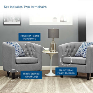 ModwayModway Prospect 2 Piece Upholstered Fabric Armchair Set EEI-3150 EEI-3150-LGR-SET- BetterPatio.com