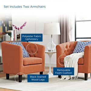 ModwayModway Prospect 2 Piece Upholstered Fabric Armchair Set EEI-3150 EEI-3150-ORA-SET- BetterPatio.com