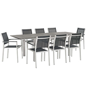 Modway Shore 9 Piece Outdoor Patio Aluminum Outdoor Dining Set EEI-3202 - BetterPatio.com