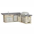 Bull Outdoor 8 Foot L-Shaped Gourmet Q BBQ Island with Raised Bar