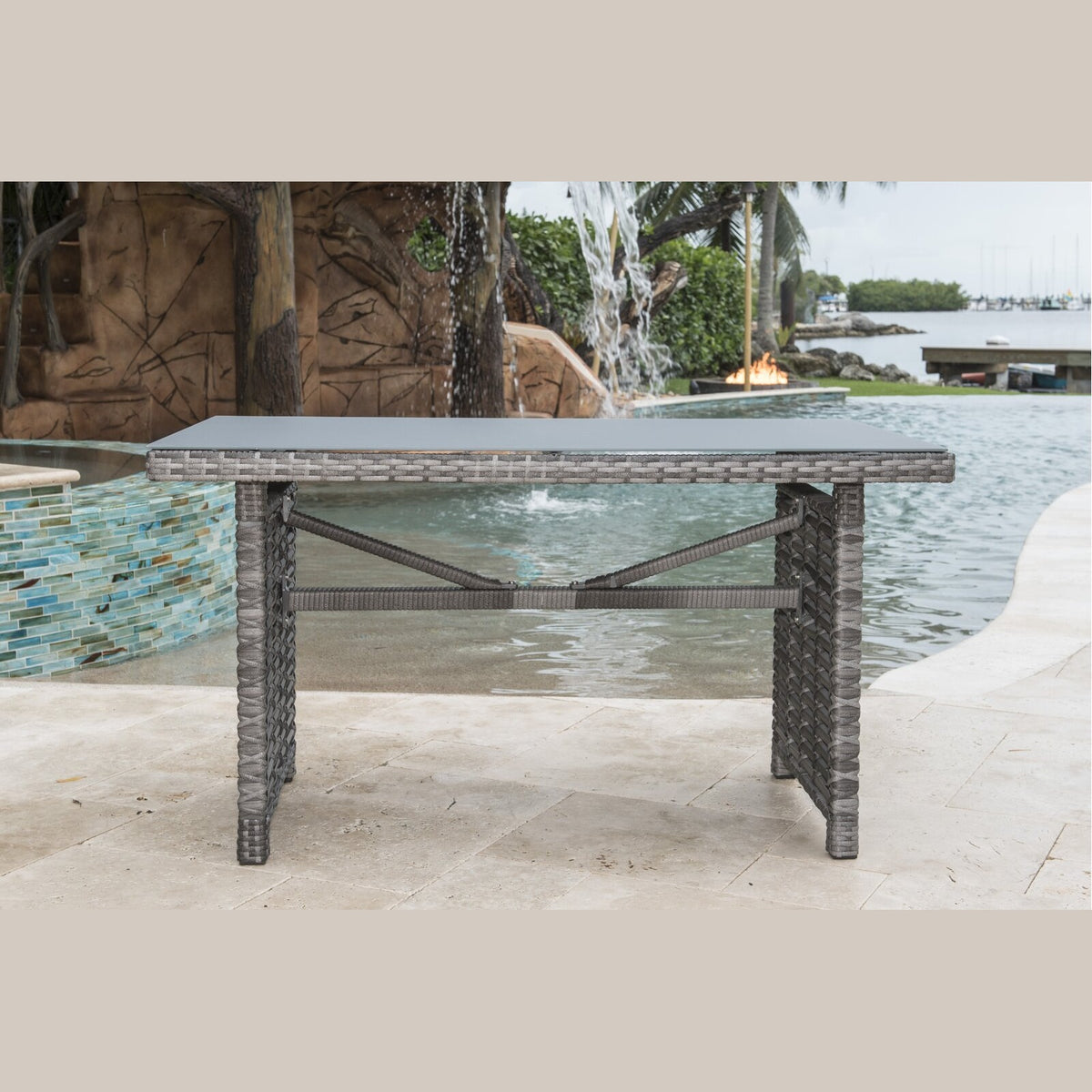 Panama Jack Graphite Rectangular High Coffee Table W/Frost Glass PJO-1601-GRY-RC - BetterPatio.com
