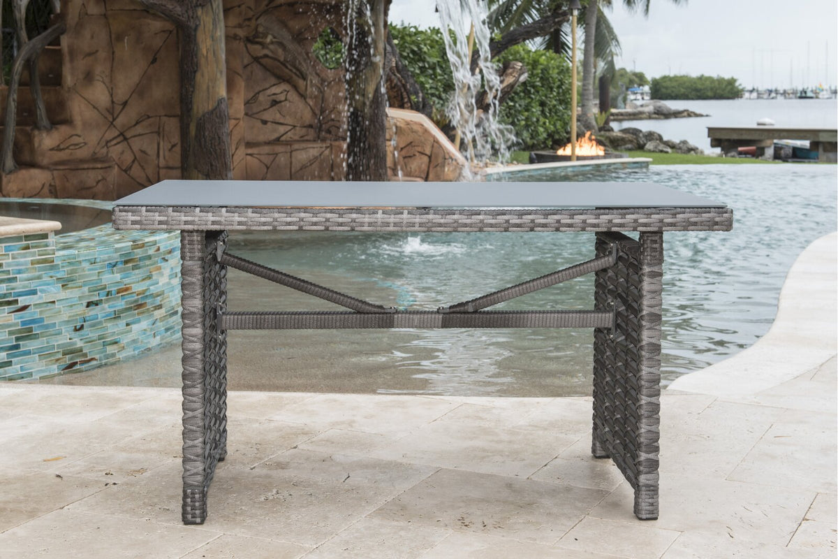 Panama Jack Graphite Rectangular High Coffee Table W/Frost Glass PJO-1601-GRY-RC - BetterPatio.com