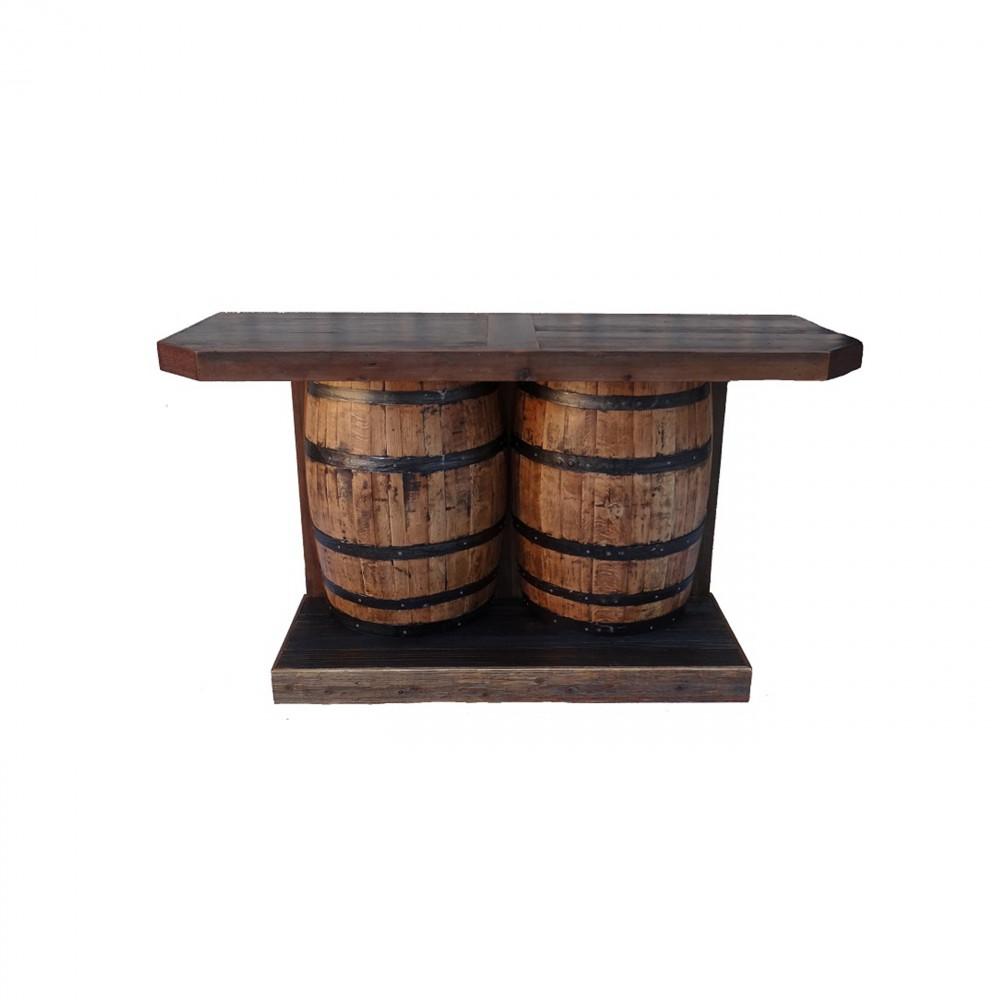 Haggard Rustic Goods Barn Wood Outdoor Wet Bar Double Wine Barrel with Two Door Black - BetterPatio.com