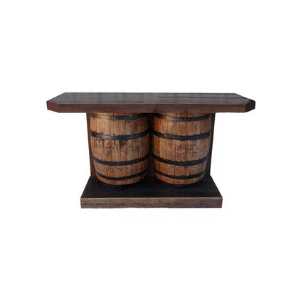 Haggard Rustic Goods Barn Wood Outdoor Wet Bar Double Wine Barrel with Two Door Black - BetterPatio.com