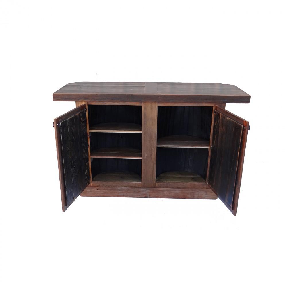 Haggard Rustic Goods Barn Wood Outdoor Wet Bar Double Wine Barrel with Two Door Black - BetterPatio.com