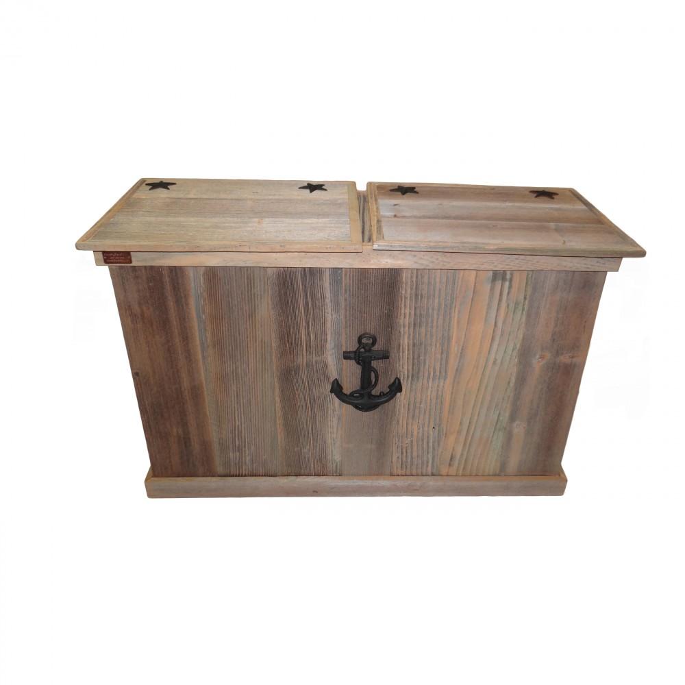 Haggard Rustic Goods Barn Wood Trash Can Double Sea Anchor Black - BetterPatio.com