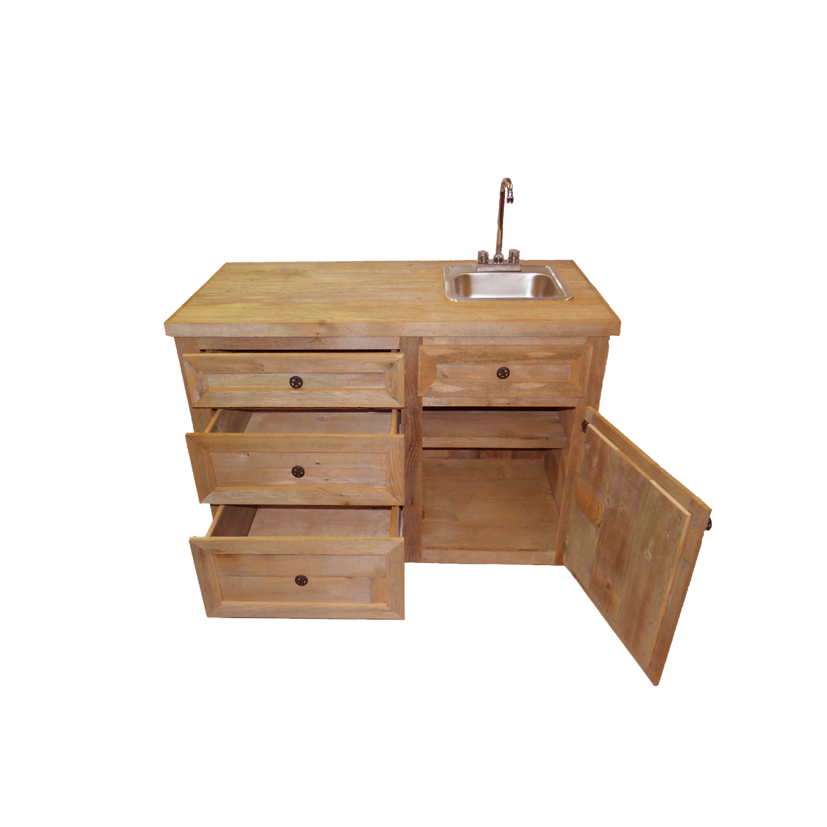 Haggard Rustic Goods Barn Wood Outdoor Wet Bar and Double with Sink and Rust - BetterPatio.com