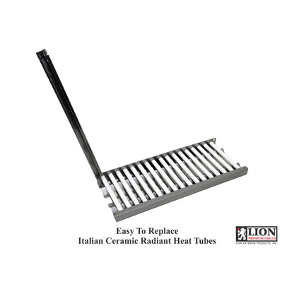 Lion Premium Ceramic Heat Tubes with Vented Flame Tamer - heat tubes with removable tray