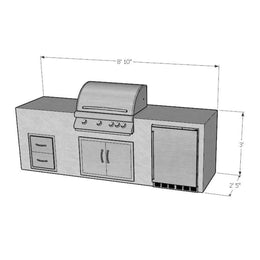9 Foot DIY Heron Ready To Finish Linear Outdoor Kitchen with Blaze Appliances