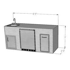 6.5 Foot DIY Junco Ready To Finish Linear Outdoor Kitchen with Blaze Appliances
