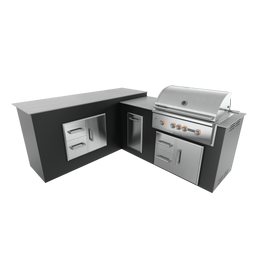 RTA Outdoor Living M6 L-Shape Island with Waste Bin With Storage Bar Island