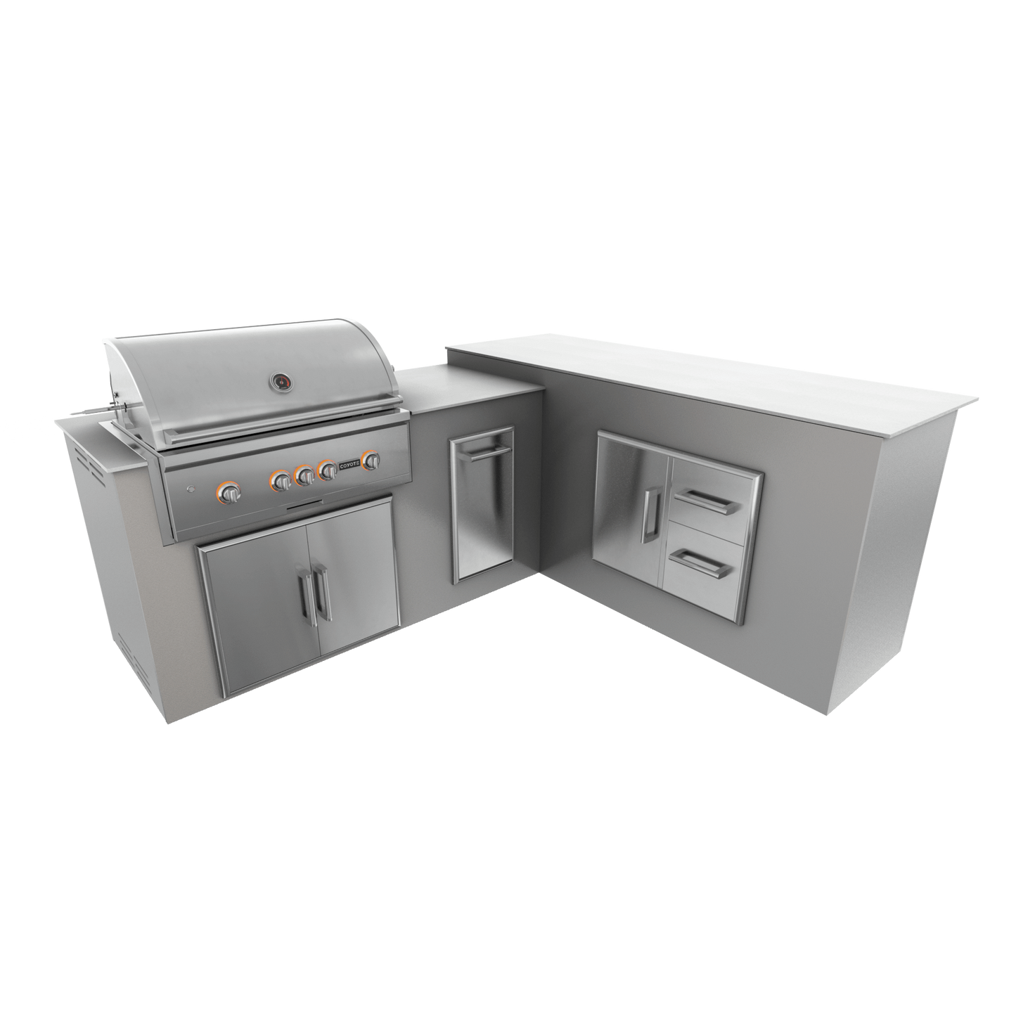 Steel Gray, Double Access Doors - Right, 36" Coyote S Series Grill - Liquid Propane, 36" Coyote S Series Grill - Natural Gas