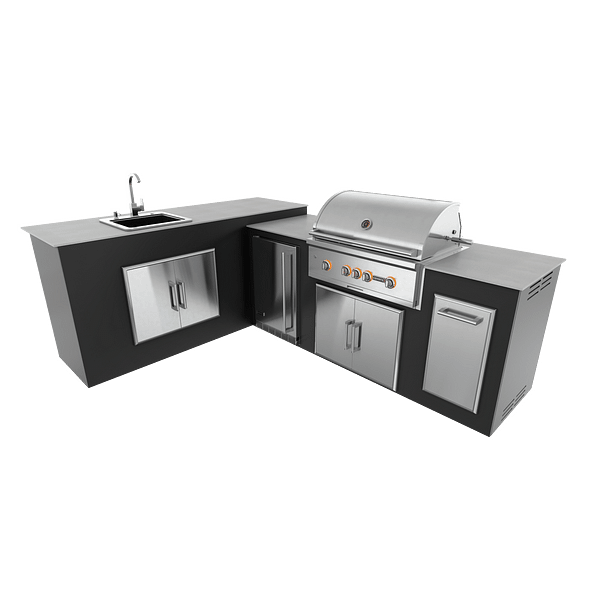 RTA Outdoor Living M7 L-Shape Refrigeration Island With Sink Bar Island