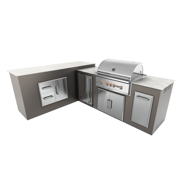 RTA Outdoor Living M7 L-Shape Refrigeration Island With Storage Bar Island