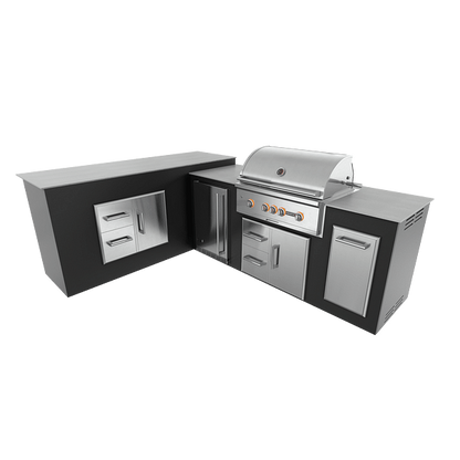RTA Outdoor Living M7 L-Shape Refrigeration Island With Storage Bar Island