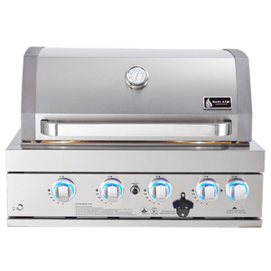 Mont Alpi 400 32 Inch Built In Grill with Four Burners, Natural Gas and Propane Ready