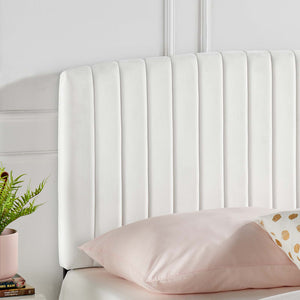 ModwayModway Rebecca Performance Velvet Twin Headboard MOD-6140 MOD-6140-WHI- BetterPatio.com