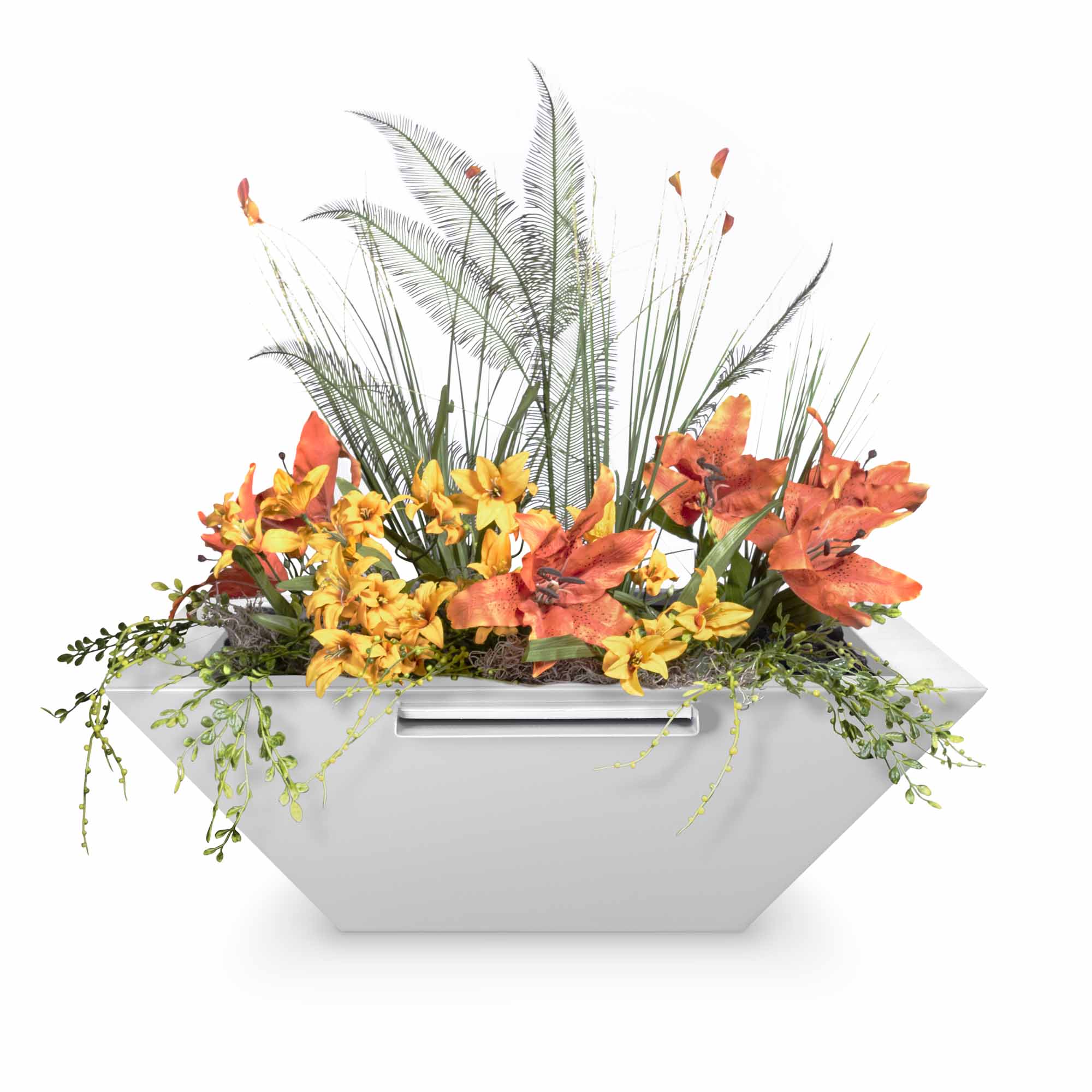 The Outdoor Plus 36" Maya Powder Coated Planter & Water Bowl