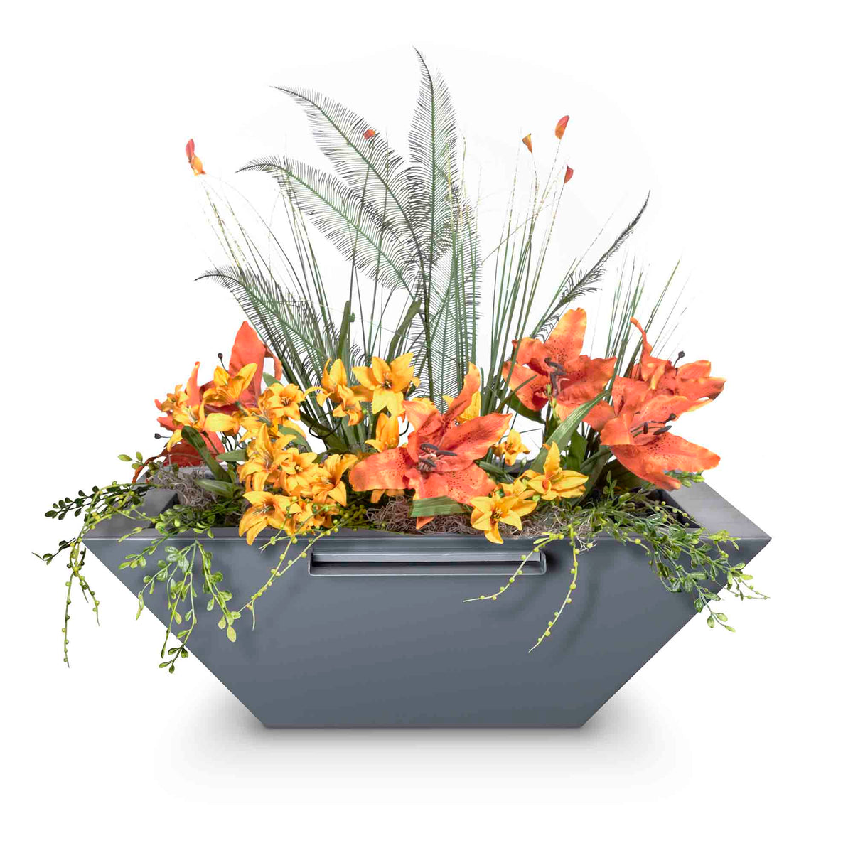 The Outdoor Plus 24&quot; Maya Powder Coated Planter &amp; Water Bowl