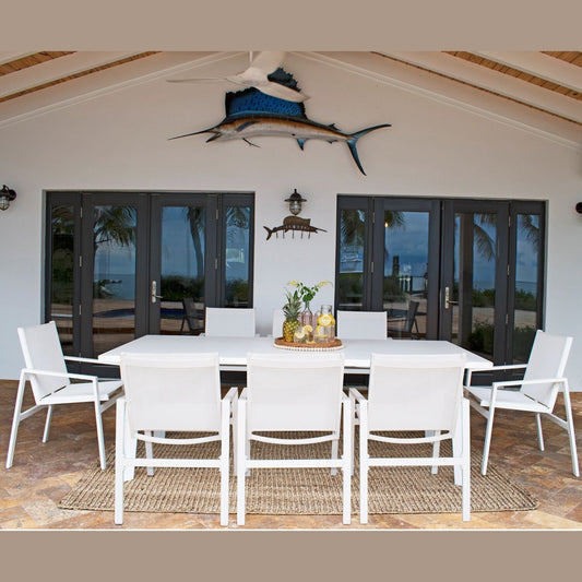 Panama Jack Mykonos 9 Pc Rectangular Dining PJO-2401-WHT-9DA - BetterPatio.com