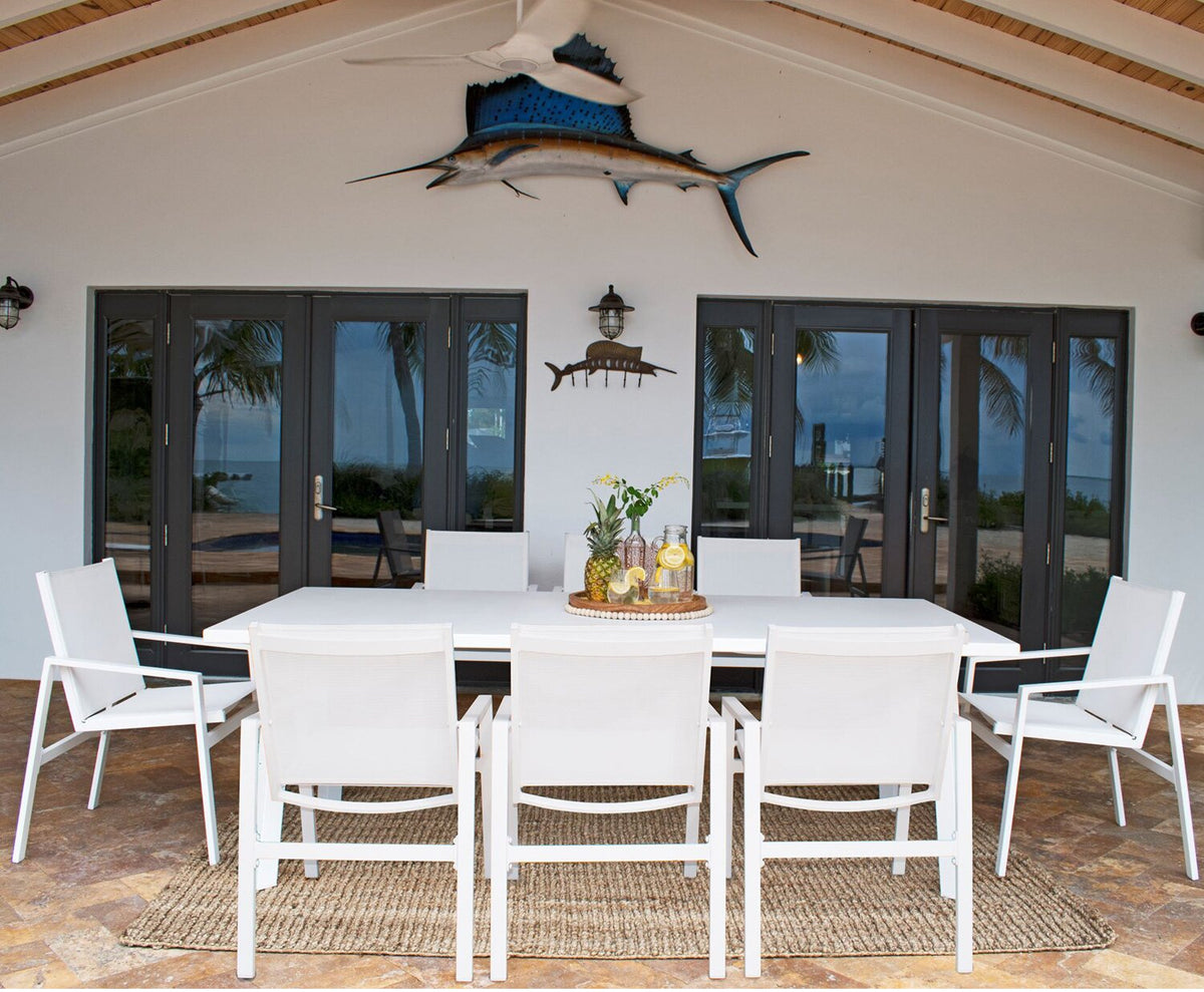 Panama Jack Mykonos 9 Pc Rectangular Dining PJO-2401-WHT-9DA - BetterPatio.com