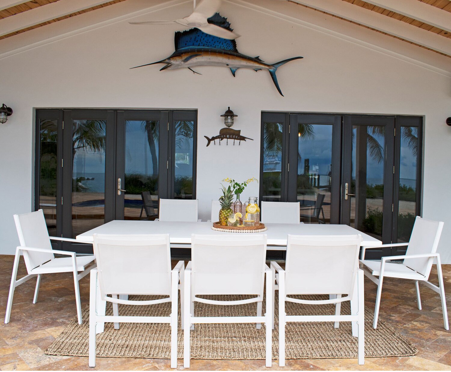 Panama Jack Mykonos 9 Pc Rectangular Dining PJO-2401-WHT-9DA - BetterPatio.com