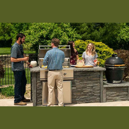 RTA Outdoor Living G6 L-Shape Outdoor Kitchen Island with Coyote Grill, Side Burner, Refrigeration Bar and Waste Bin - out...