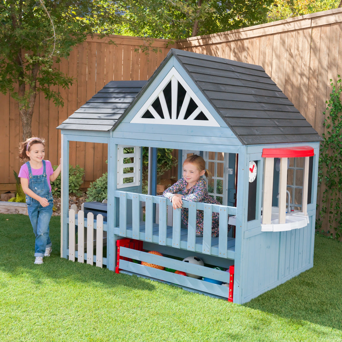 KidKraft Timber Trail Wooden Outdoor Playhouse P280099 - BetterPatio.com