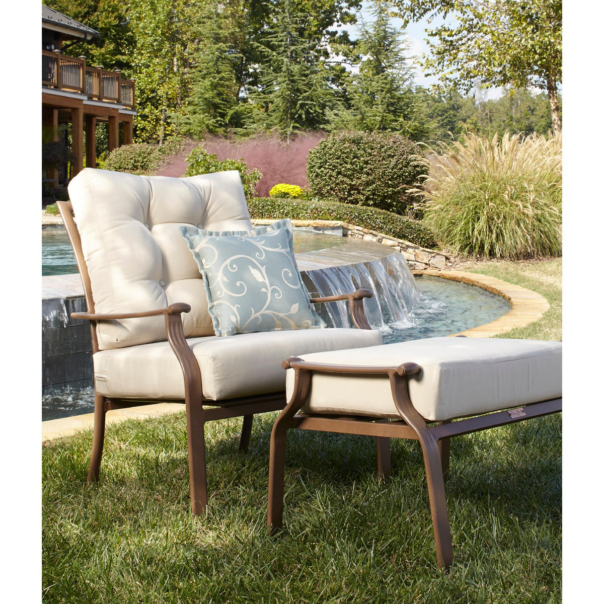 Panama Jack Island Breeze Lounge chair and Ottoman Set Aluminum with Cushions PJO-1001-ESP-2PC - BetterPatio.com