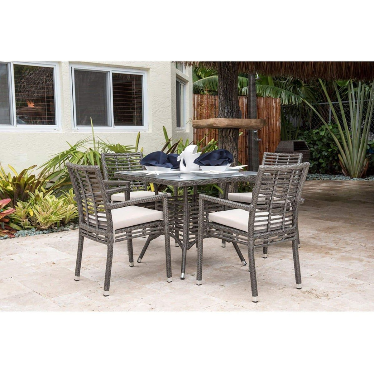 Panama Jack Graphite 5 Pc Dining Set with Cushions