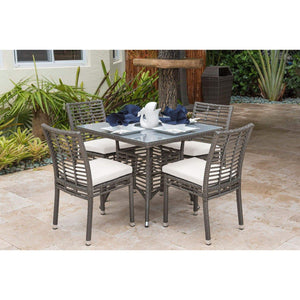 Panama Jack Graphite Square Dining Table 36" W/Frost Glass & Hole PJO-1601-GRY-SQ - BetterPatio.com