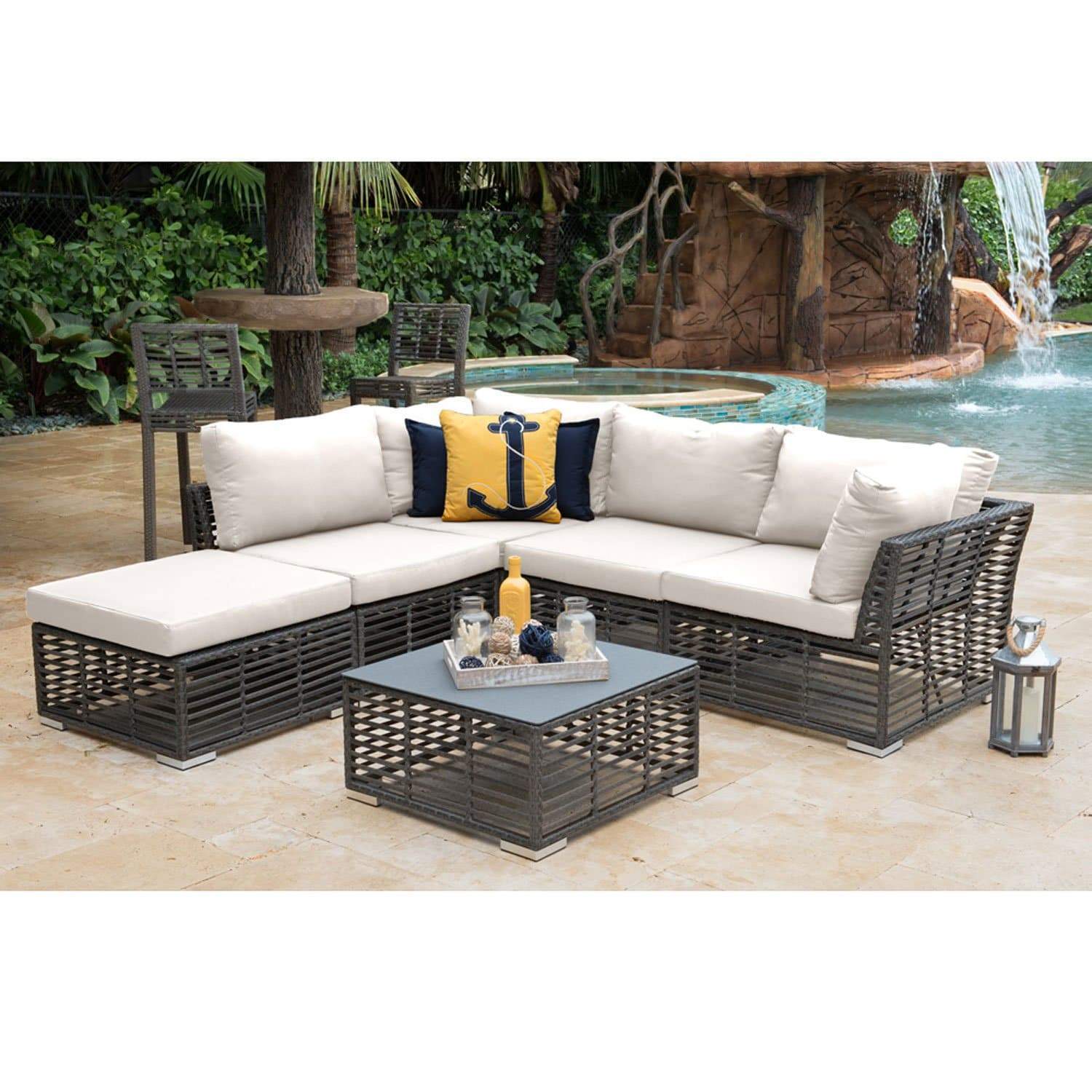 Panama Jack Graphite Square Coffee Table PJO-1601-GRY-CT-GL - BetterPatio.com