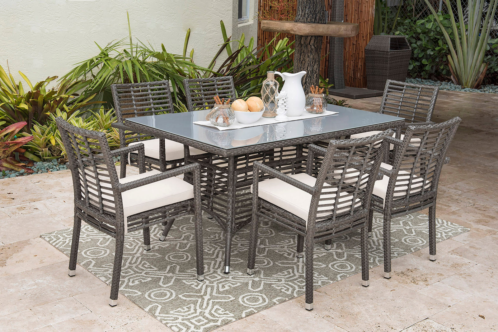 Panama Jack Graphite 7 Pc Dining Set with Cushions