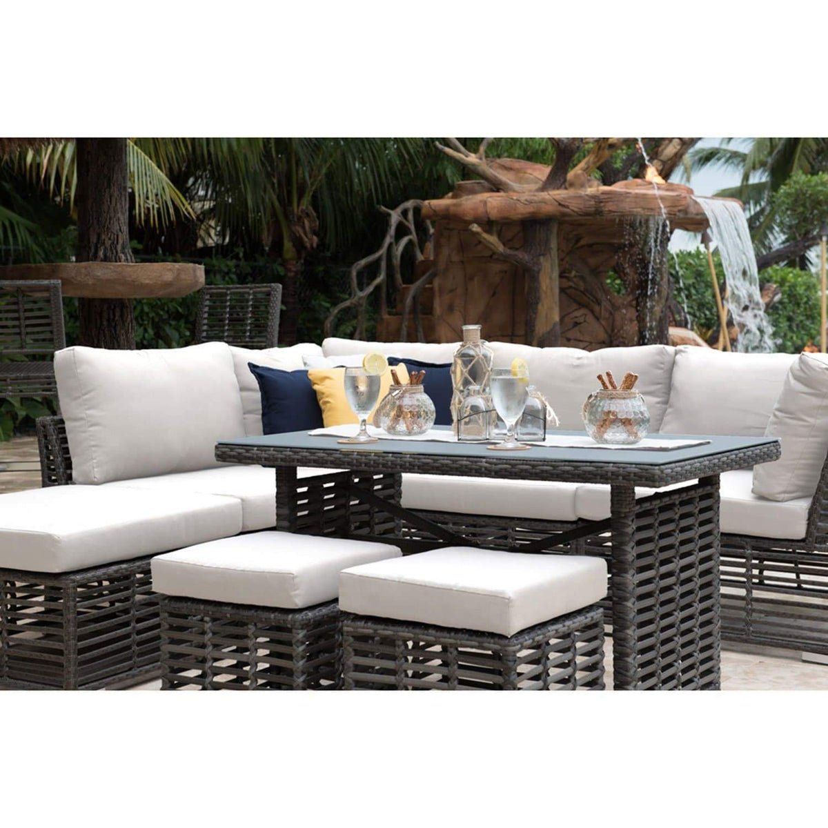Panama Jack Graphite 7 Pc High Ct Sectional PJO-1601-GRY-7SEC - BetterPatio.com