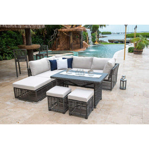 Panama Jack Graphite Rectangular High Coffee Table W/Frost Glass PJO-1601-GRY-RC - BetterPatio.com