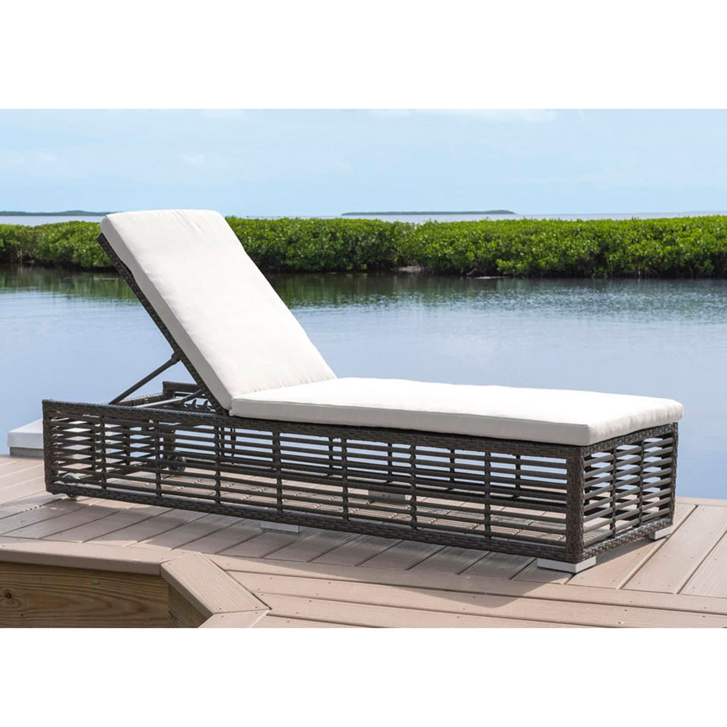 Panama Jack Graphite Chaise Lounge W/Wheels and cushion PJO-1601-GRY-CL-CUSH - BetterPatio.com