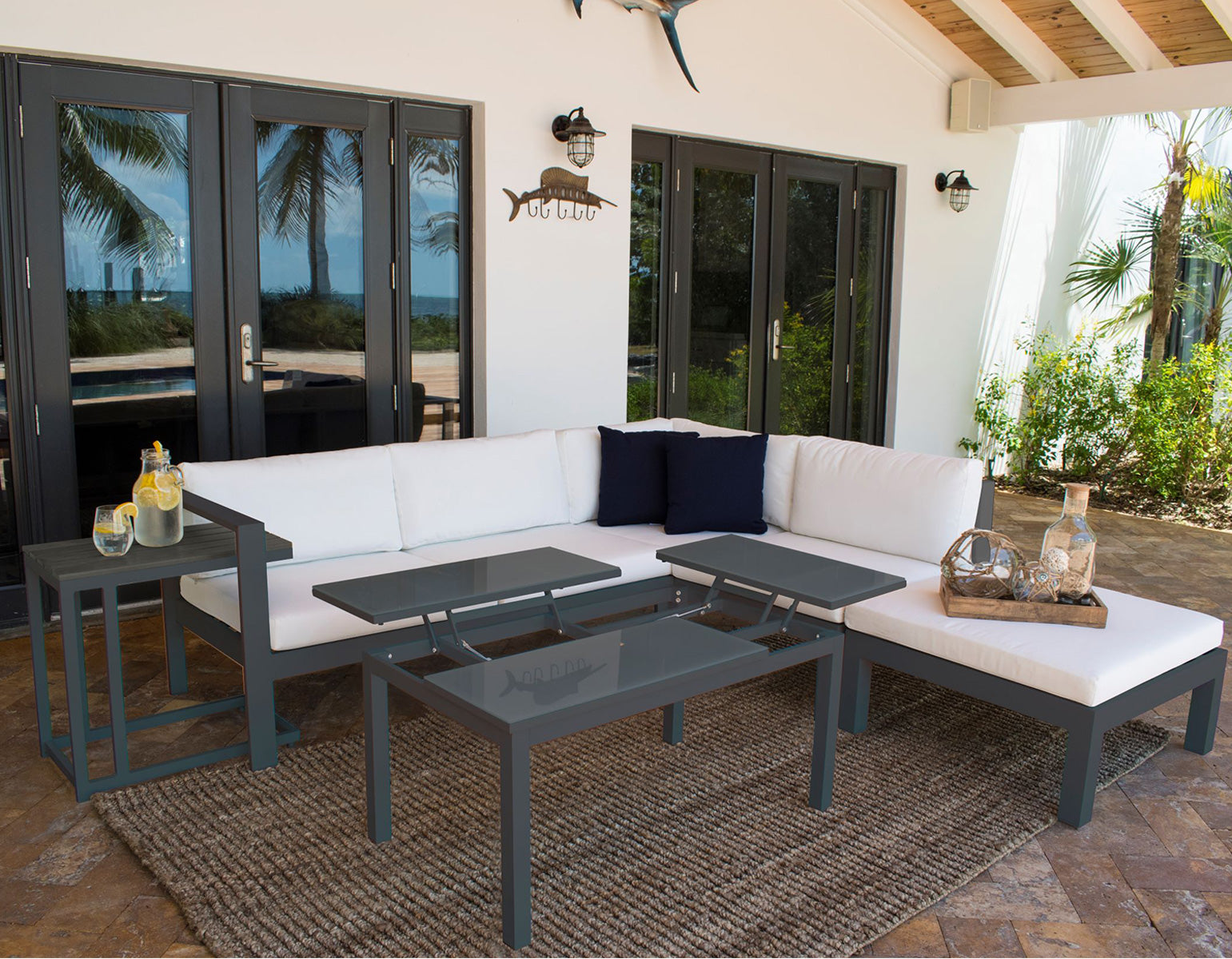 Panama Jack Sancastle Grey 5 Pc Sectional Set