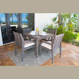 Panama Jack Poolside 5-Piece Armchair Dining Set with Cushions PJO-2701-GRY-5DA-CUSH