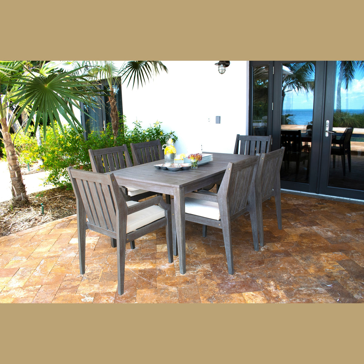 Panama Jack Poolside 7-Piece Armchair Dining Set with Cushions - BetterPatio.com
