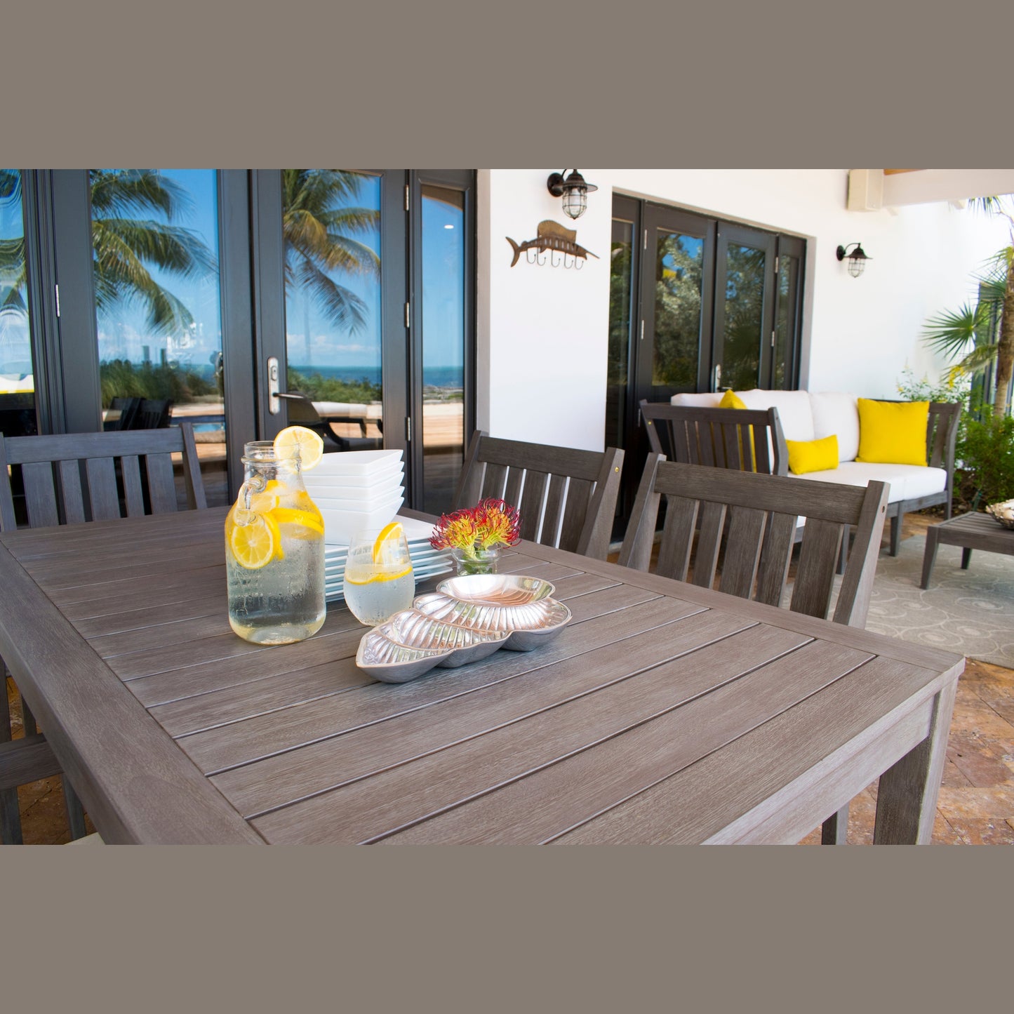 Panama Jack Poolside 7-Piece Armchair Dining Set with Cushions - BetterPatio.com