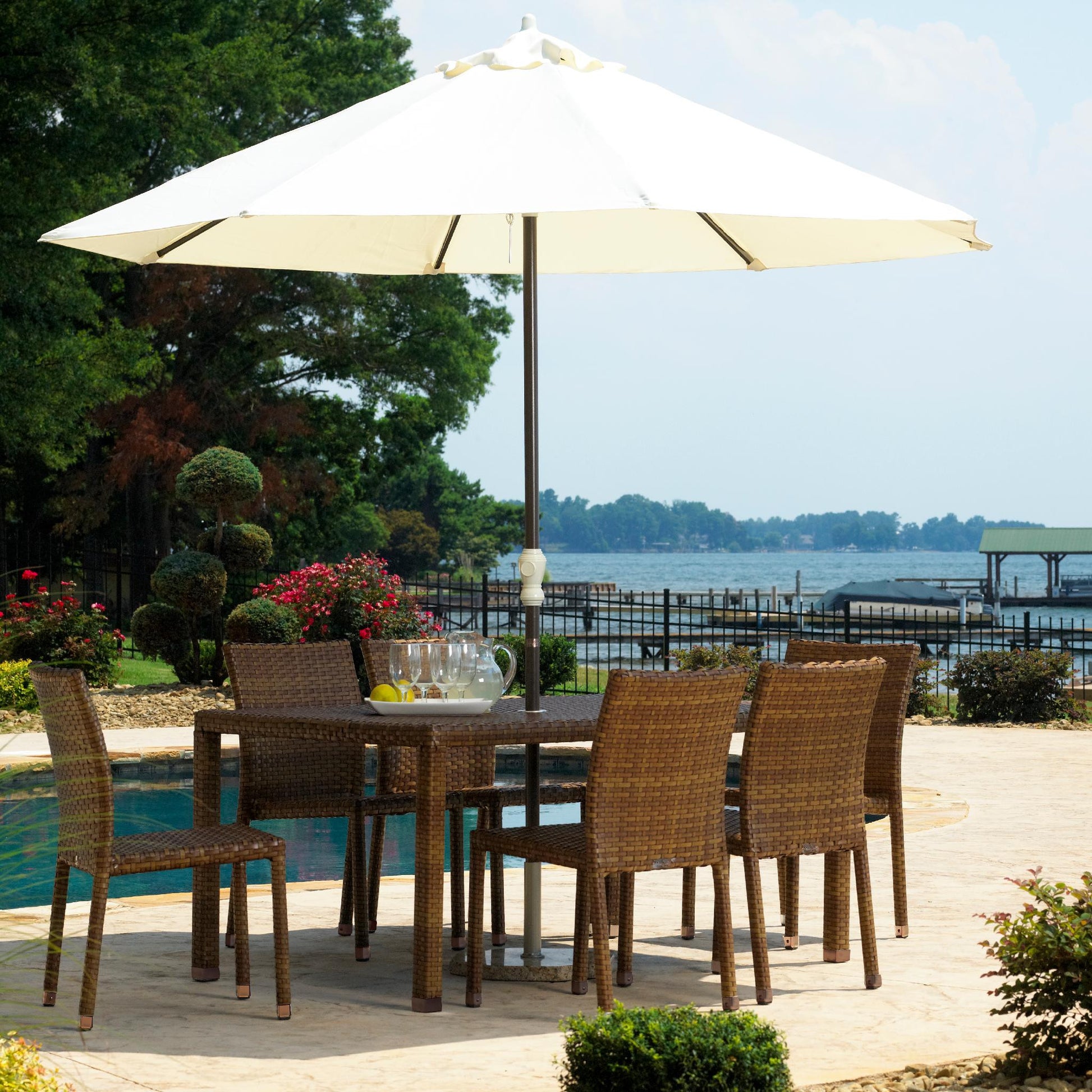 Panama Jack St Barths Side Chair Dining Set 7 piece PJO-3001-BRN-7PCS - BetterPatio.com